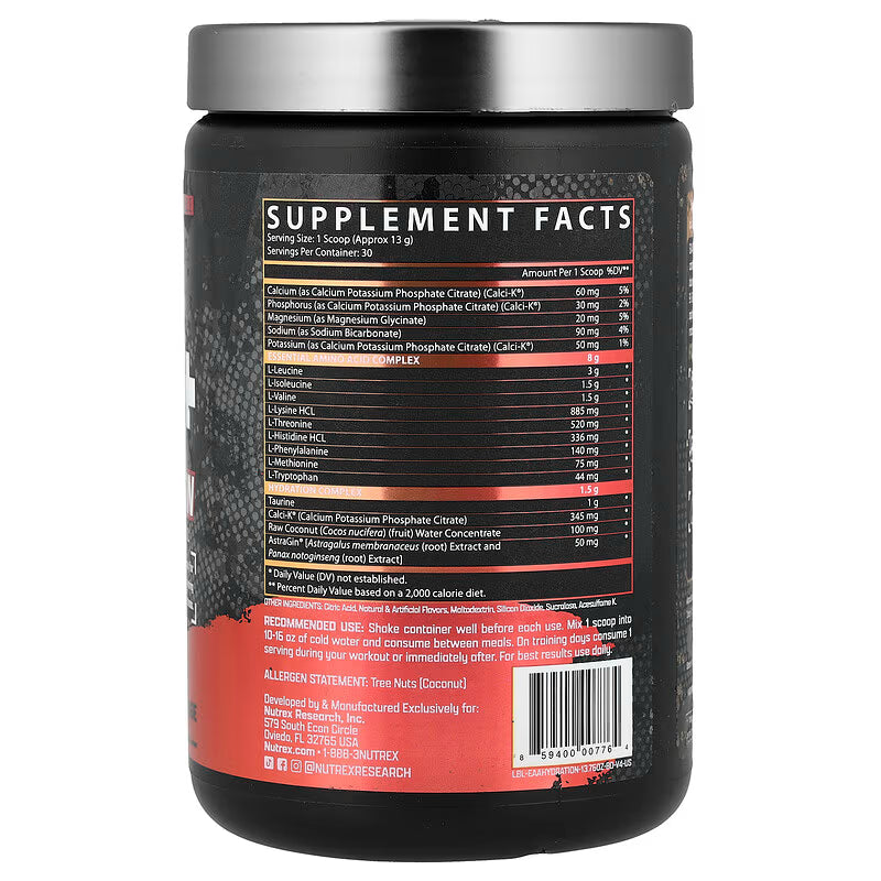 NUTREX EAA+ HYDRATION 30 SERV 390 G FRUIT PUNCH | 8 G EAA AMINOÁCIDOS