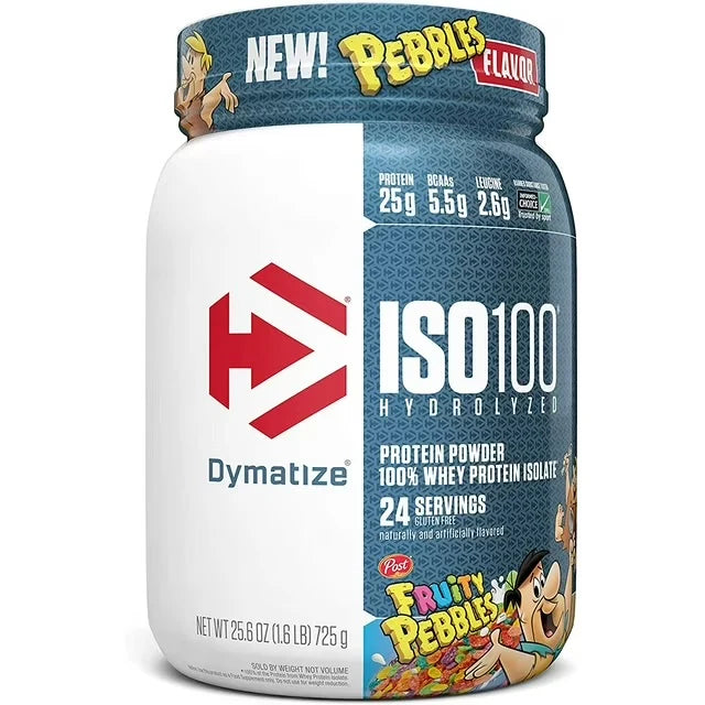 ISO 100 1.6 24 SERV Fruitty Pebbles -- Proteína Hidrolizada Sin Lactosa 25g de Proteína por Porción Baja en Grasas y Colesterol