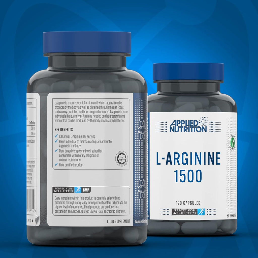 Applied Nutrition L-Arginine 1500 120 cápsulas - frente y reverso