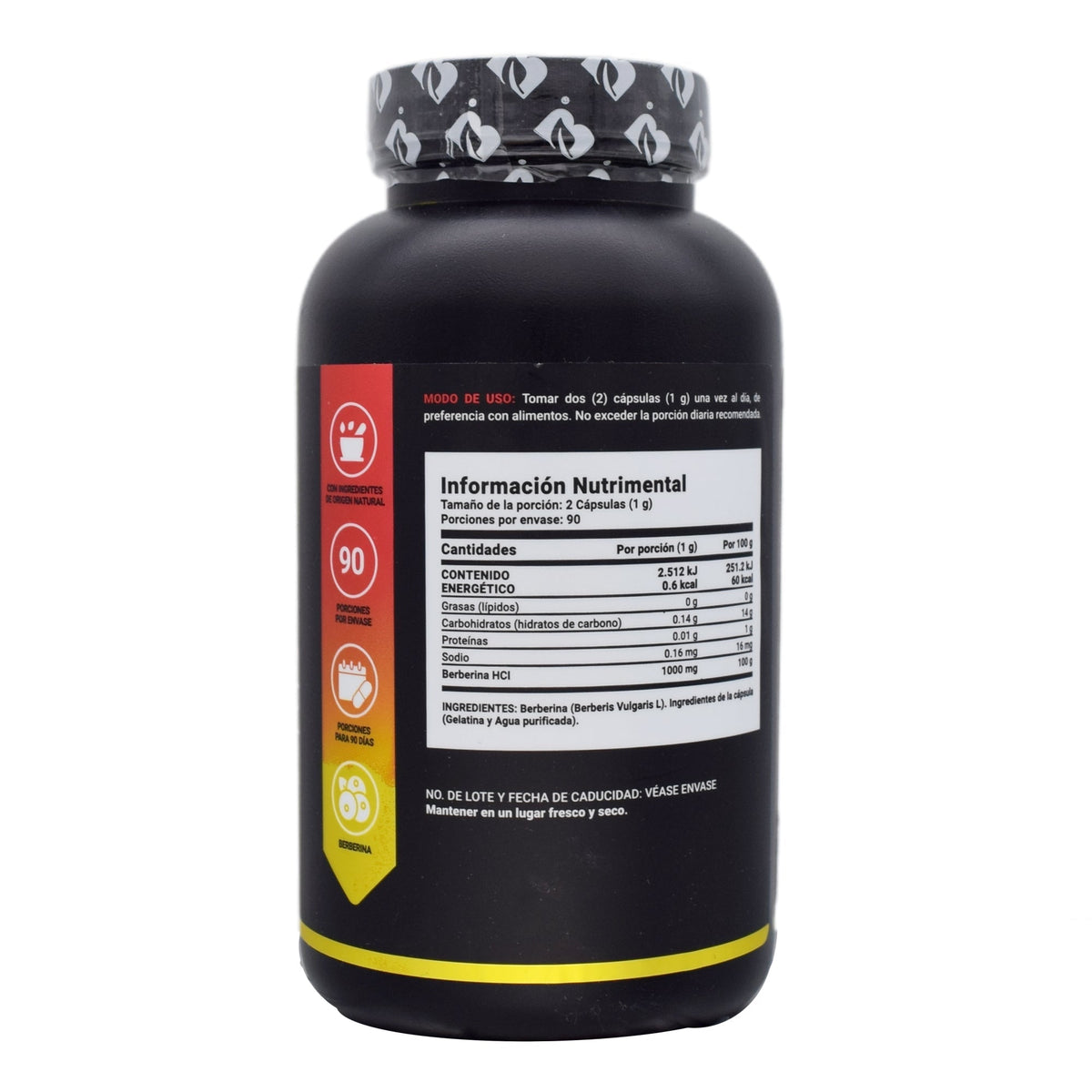 B Life Pure Berberine 500 mg 180 cápsulas - información nutrimental