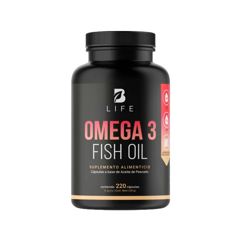 B Life Omega 3 Fish Oil 1000 mg 220 cápsulas - frente