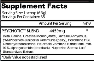 PSYCHOTIC ROJO 35 SERVICIOS INSANE LABZ Suplemento Pre Entreno Ultra Potente para Rendimiento Físico y Energía Máxima