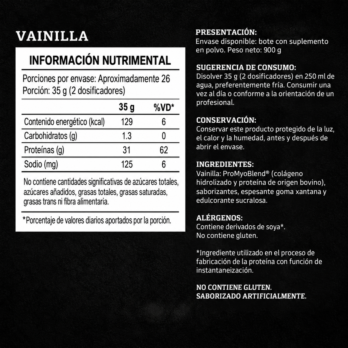 Darkness Carnibol 900g Darkness -- Proteína Bovina en Polvo Sabor Vainilla con Colágeno Hidrolizado 31g de Proteína por Porción