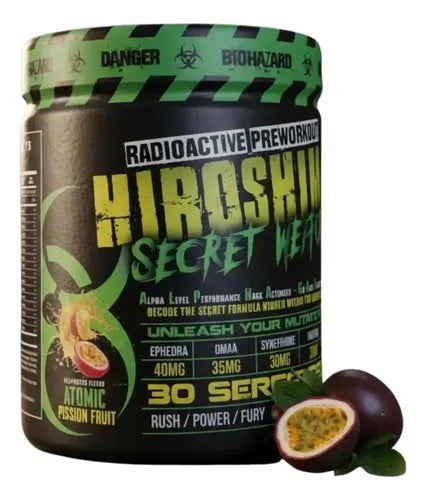 HIROSHIMA SECRET WEAPON 30 sv Pre Entreno En Polvo  para Rendimiento Deportivo y Energía.