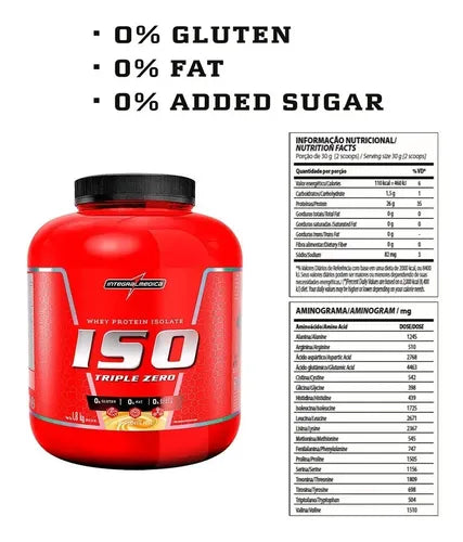 ISO Triple Zero 1.8 kg IntegralMedica -- Proteína Aislada Sin Azúcar Grasa ni Sodio para Deportistas y Activos