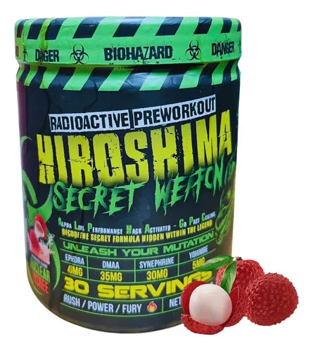 HIROSHIMA SECRET WEAPON 30 sv Pre Entreno En Polvo  para Rendimiento Deportivo y Energía.