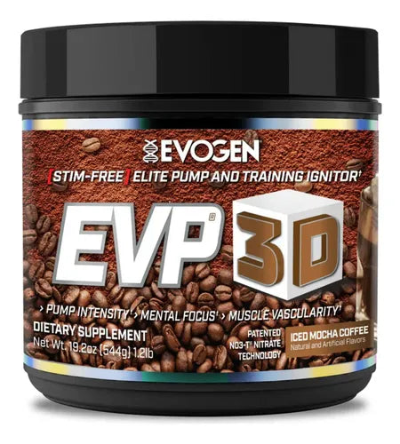 Evogen EVP 3D Stim-Free (40/20 Servicios) – Pre-Entreno Sin Cafeína de Óxido Nítrico, Vascularidad y Bombeo