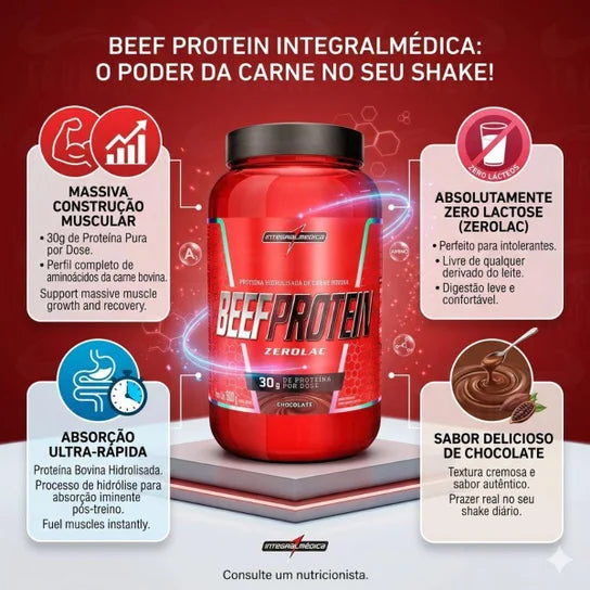 BEEF PROTEIN ZEROLAC 900 G | PROTEÍNA HIDROLIZADA DE CARNE BOVINA INTEGRALMÉDICA