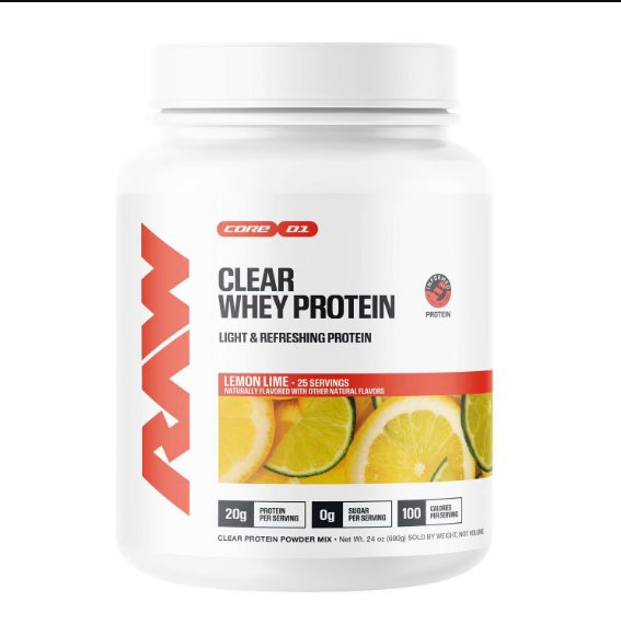 CLEAR WHEY PROTEIN RAW 25 SERV -- Es una proteína de suero aislada diseñada para ofrecer una alternativa ligera y refrescante a los batidos de proteína tradicionales.
