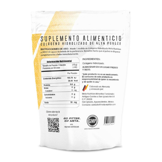 Meta Nutrition Colágeno Hidrolizado Puro | 50 Servicios | Sin Sabor