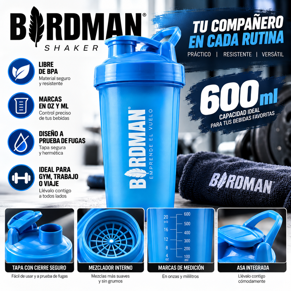 Birdman Shaker Azul 600 ml - características