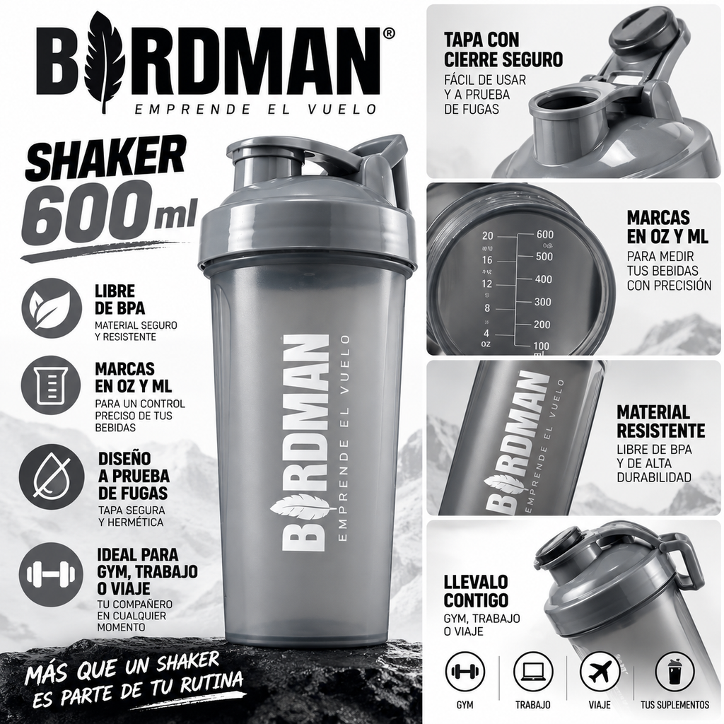 Birdman Shaker Gris 600 ml - características