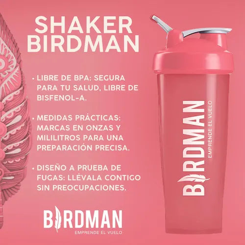 Características Shaker Birdman Rosa 600 ml