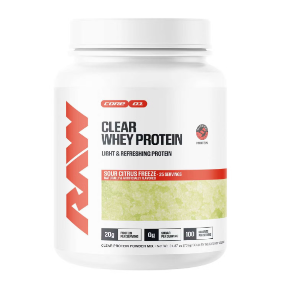 CLEAR WHEY PROTEIN RAW 25 SERV -- Es una proteína de suero aislada diseñada para ofrecer una alternativa ligera y refrescante a los batidos de proteína tradicionales.