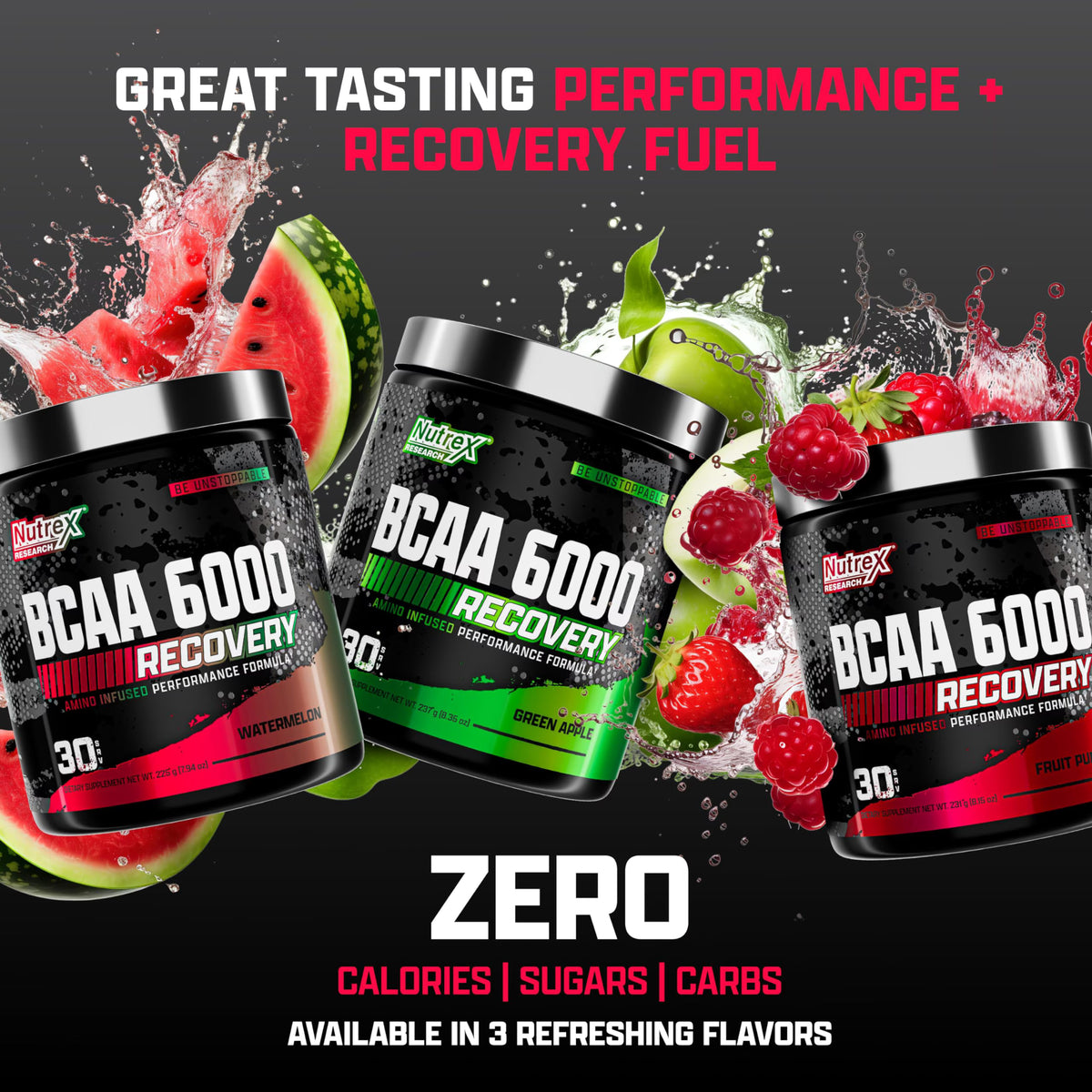 NUTREX BCAA 6000 RECOVERY 30 SERV 237 G GREEN APPLE | AMINOÁCIDOS BCAA