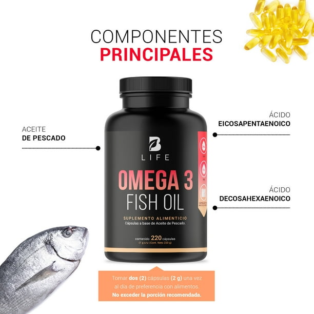 B Life Omega 3 Fish Oil 220 cápsulas - componentes