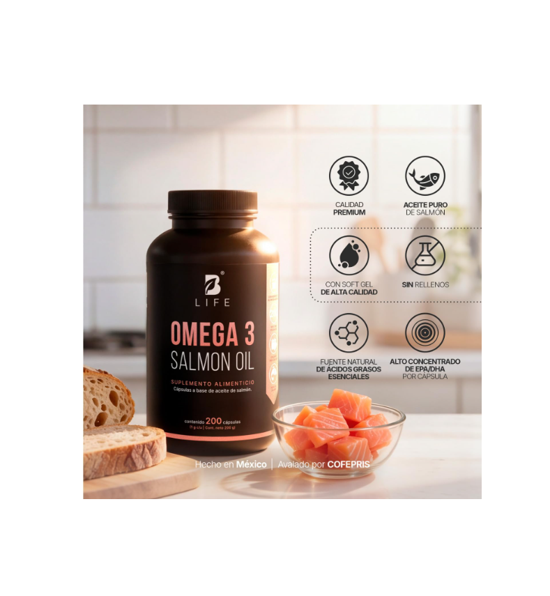 B Life Omega 3 Salmon Oil | 1000 mg | 180 Cápsulas