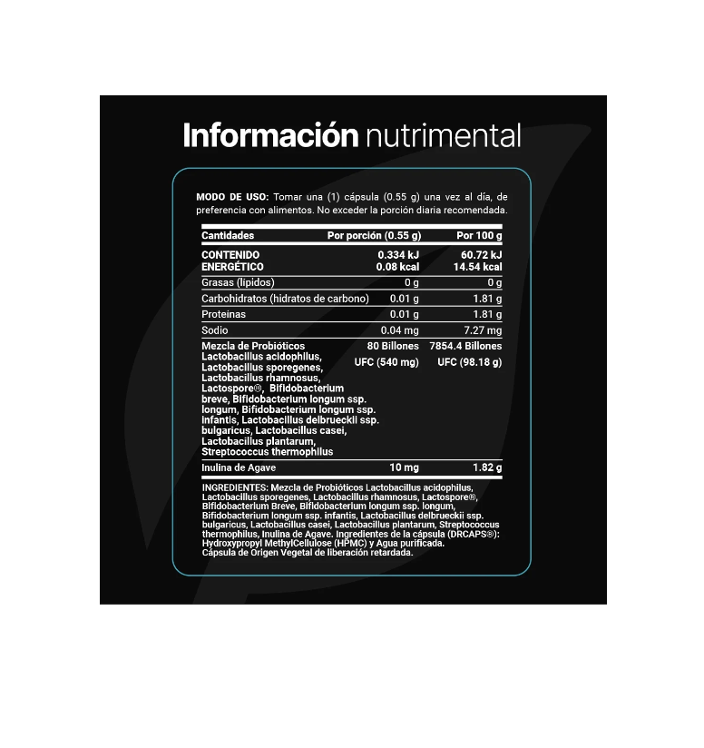 B Life Probióticos 80 Billion | 550 mg | 60 Cápsulas