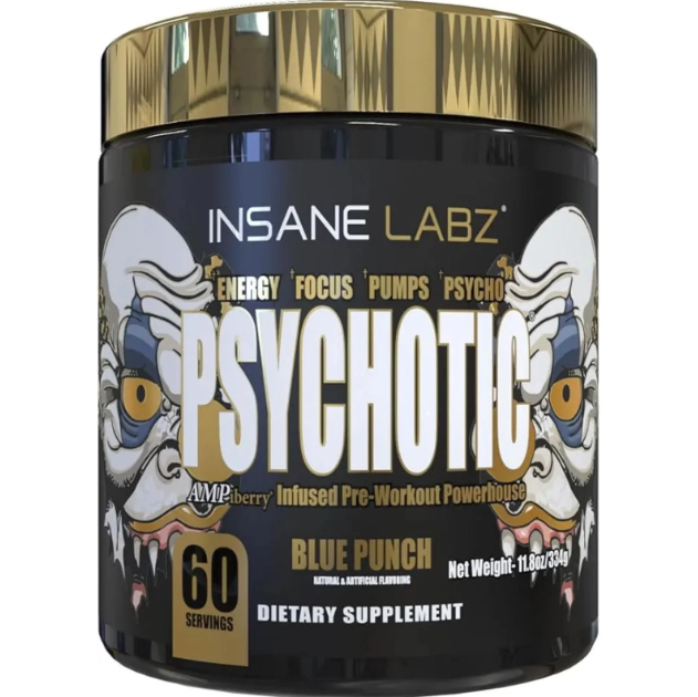 PSYCHOTIC GOLD 60 SERV -- Preentreno en polvo formulado para adultos físicamente activos que buscan complementar su rutina antes de sesiones de entrenamiento.