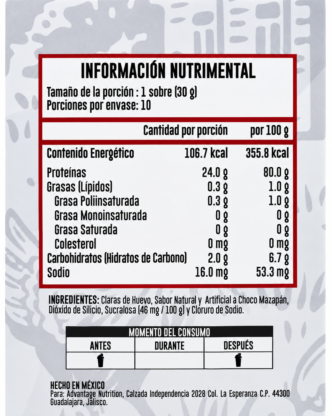 Muestra Claras de Huevo | Choco Mazapán | 1 Servicio