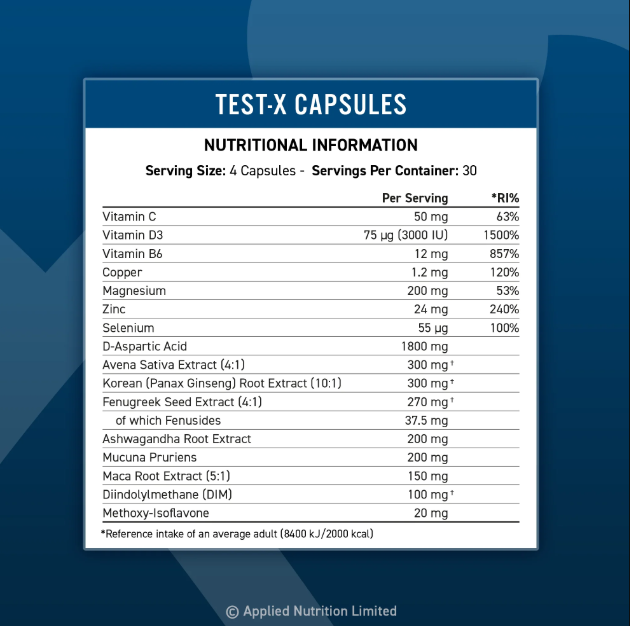 Applied Nutrition Test X | 120 Cápsulas