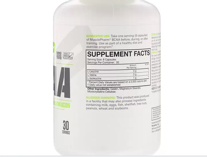 MusclePharm Essentials BCAA 3:1:2 | 240 Cápsulas | 30 Porciones