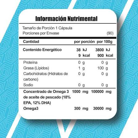 OMEGA 3+ 90 CAPSULAS (Abollado) META NUTRITION  Blandas para Salud Cardíaca y Cerebral con Ácidos Grasos Omega-3