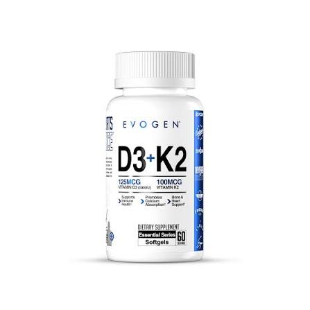 EVOGEN D3 + K2 60 SOFTGELS | VITAMINA D3 125 MCG + VITAMINA K2 100 MCG