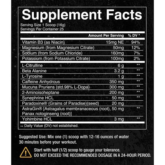 CONVICT (HIGH STIM) PRE WORKOUT 25 SERV  -- Suplemento en Polvo con Cafeína y Aminoácidos para Entrenamiento