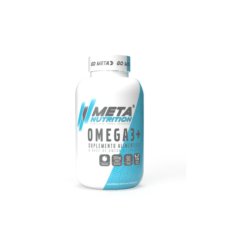 OMEGA 3+ 90 CAPSULAS (Abollado) META NUTRITION  Blandas para Salud Cardíaca y Cerebral con Ácidos Grasos Omega-3