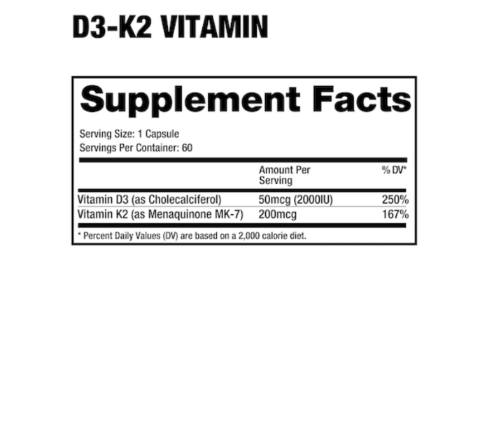 Dragon Pharma Vitamin D3 + K2 | 60 Cápsulas