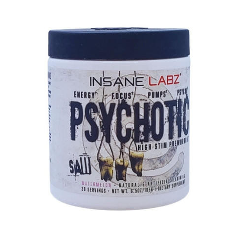 Psychotic Saw Series 30 Serv Insane Labz Pre Entreno En Polvo con TeaCrine y CognatiQ para Rendimiento Deportivo y Energía - Suplemento De Resistencia Fitness
