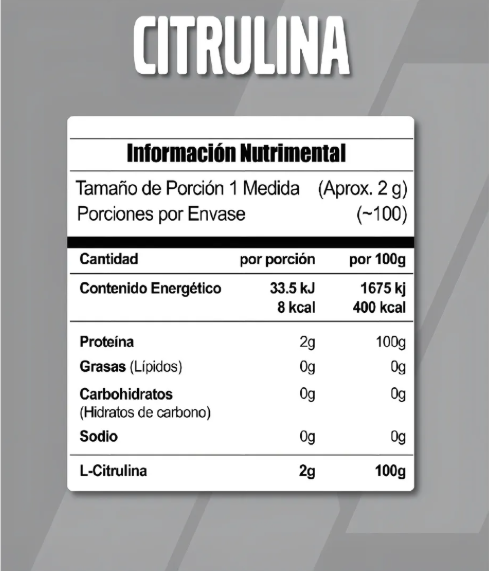 Meta Nutrition Citrulline | 100 Servicios | Sin Sabor