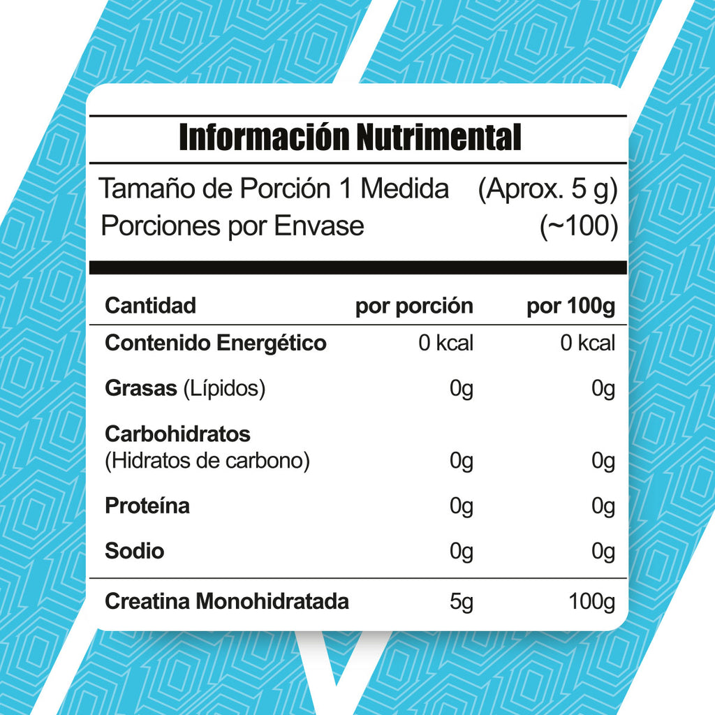 Meta Nutrition Creatine+ 100 servicios - información nutrimental