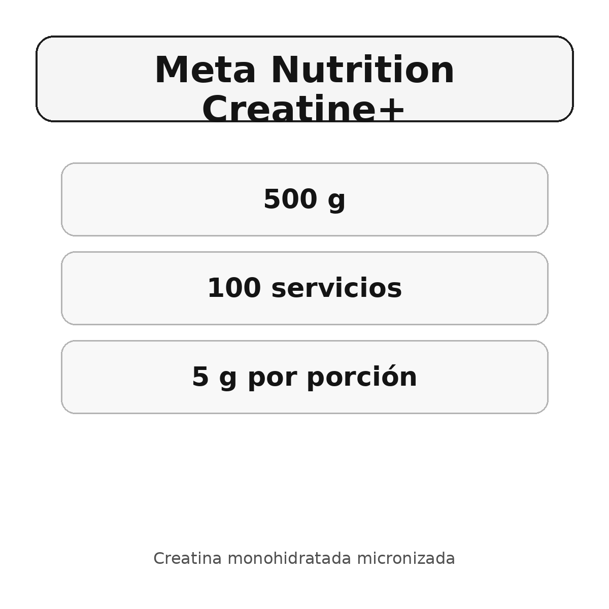 Meta Nutrition Creatine+ - 500 g y 100 servicios