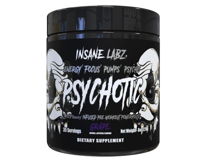 Psychotic Black 35 Servings Insane Labz Suplemento Pre-Entrenamiento con Menos Cafeína para Energía y Fuerza