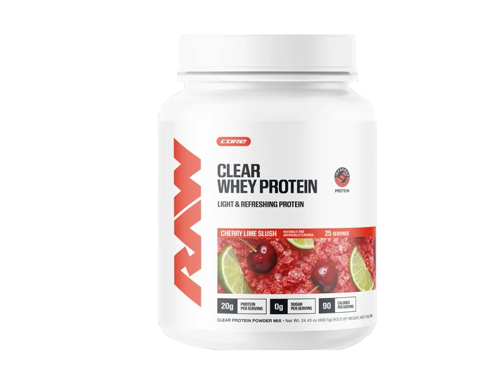 CLEAR WHEY PROTEIN RAW 25 SERV -- Es una proteína de suero aislada diseñada para ofrecer una alternativa ligera y refrescante a los batidos de proteína tradicionales.