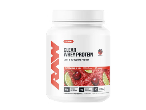 CLEAR WHEY PROTEIN RAW 25 SERV -- Es una proteína de suero aislada diseñada para ofrecer una alternativa ligera y refrescante a los batidos de proteína tradicionales.