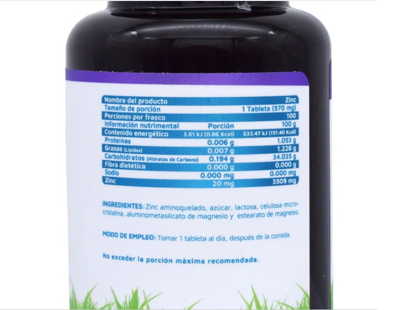 Vidanat Zinc | 100 Tabletas | Zinc Bioplex