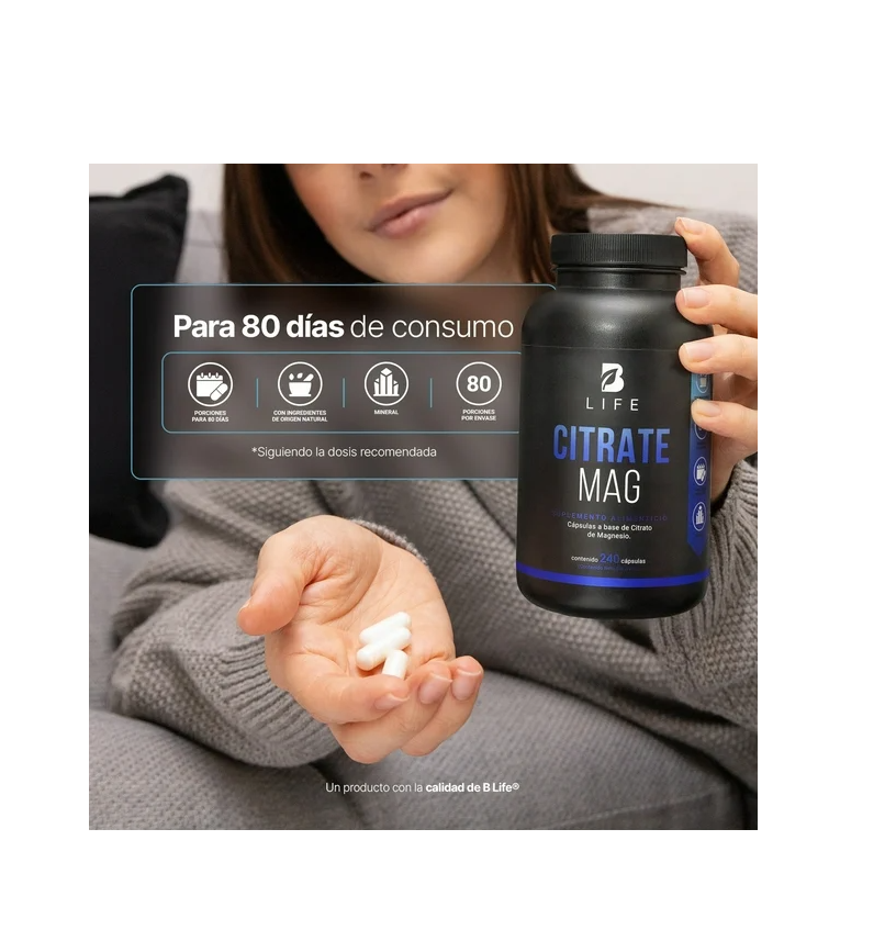 B Life Citrato de Magnesio | 800 mg | 240 Cápsulas