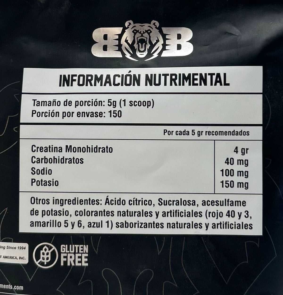 Creatina BlackBear | 150 Servicios | Mango