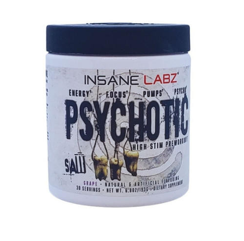 Psychotic Saw Series 30 Serv Insane Labz Pre Entreno En Polvo con TeaCrine y CognatiQ para Rendimiento Deportivo y Energía - Suplemento De Resistencia Fitness