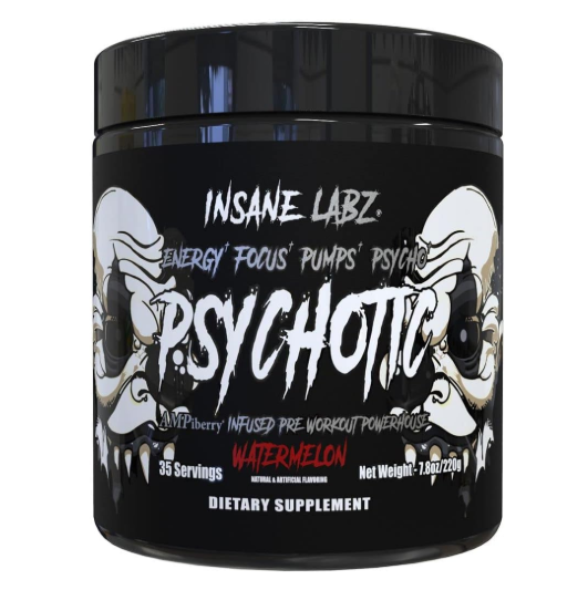 Psychotic Black 35 Servings Insane Labz Suplemento Pre-Entrenamiento con Menos Cafeína para Energía y Fuerza