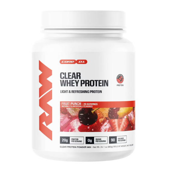CLEAR WHEY PROTEIN RAW 25 SERV -- Es una proteína de suero aislada diseñada para ofrecer una alternativa ligera y refrescante a los batidos de proteína tradicionales.