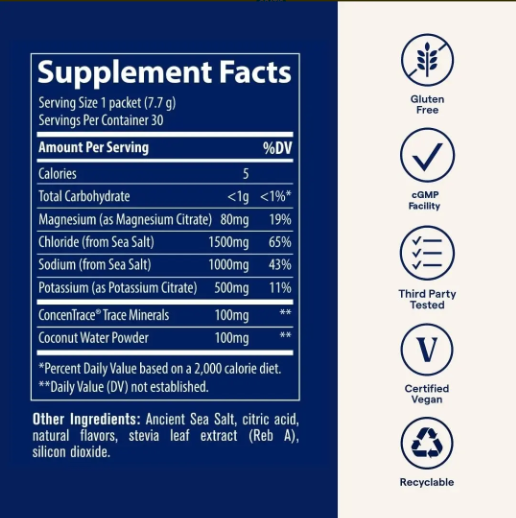 TRACE MINERALS ZEROLYTE ELECTROLITOS & COCONUT WATER 1 STICK