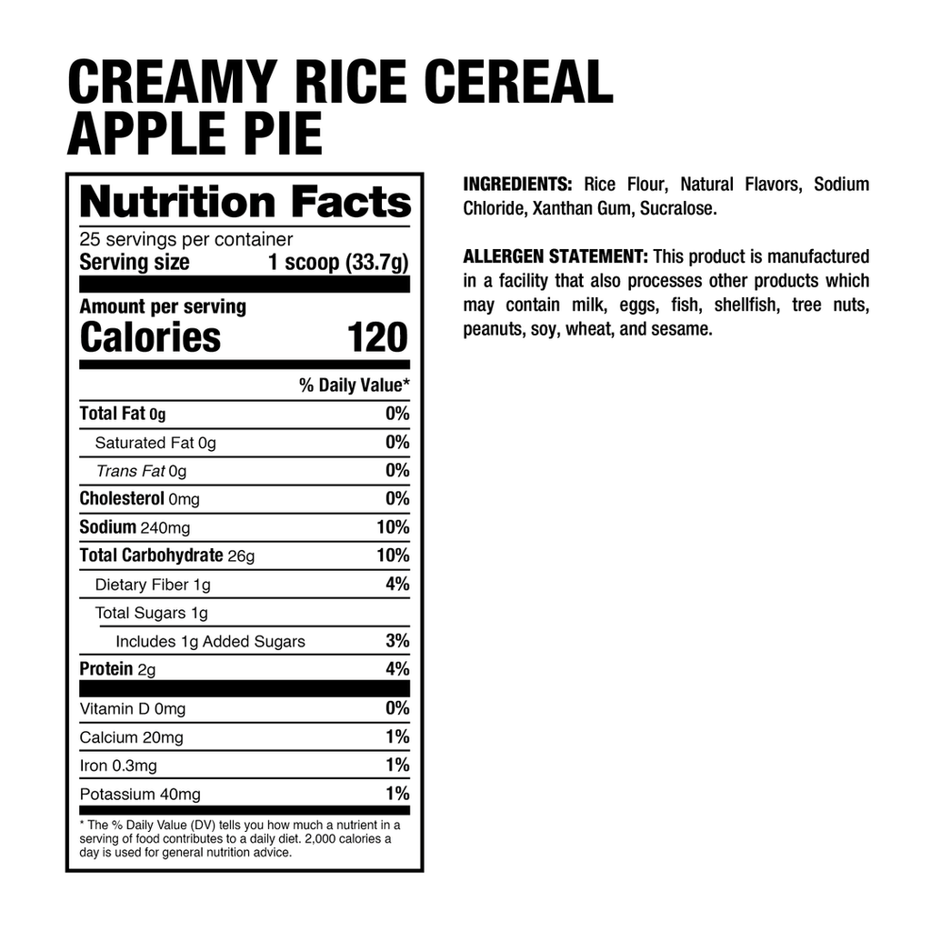 Creamy Rice 25 servicios - tabla oficial Apple Pie