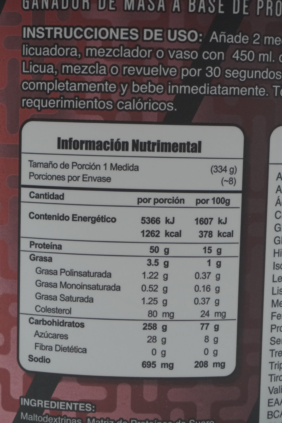 Mass Gainer 6LB 8 Servicios Meta Nutrition  Fórmula Alta en Calorías con Proteínas de Suero y Caseína para Ganar Peso