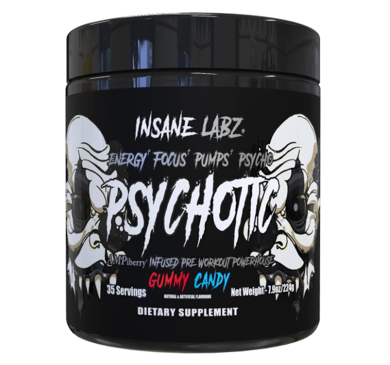 Psychotic Black 35 Servings Insane Labz Suplemento Pre-Entrenamiento con Menos Cafeína para Energía y Fuerza