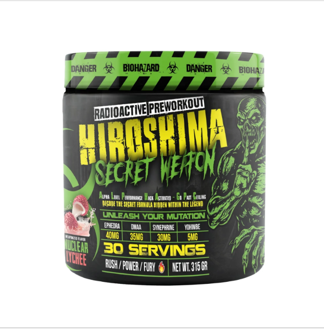 HIROSHIMA SECRET WEAPON 30 sv Pre Entreno En Polvo  para Rendimiento Deportivo y Energía.