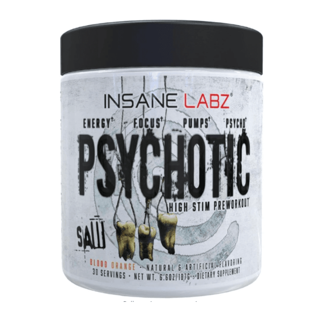 Psychotic Saw Series 30 Serv Insane Labz Pre Entreno En Polvo con TeaCrine y CognatiQ para Rendimiento Deportivo y Energía - Suplemento De Resistencia Fitness